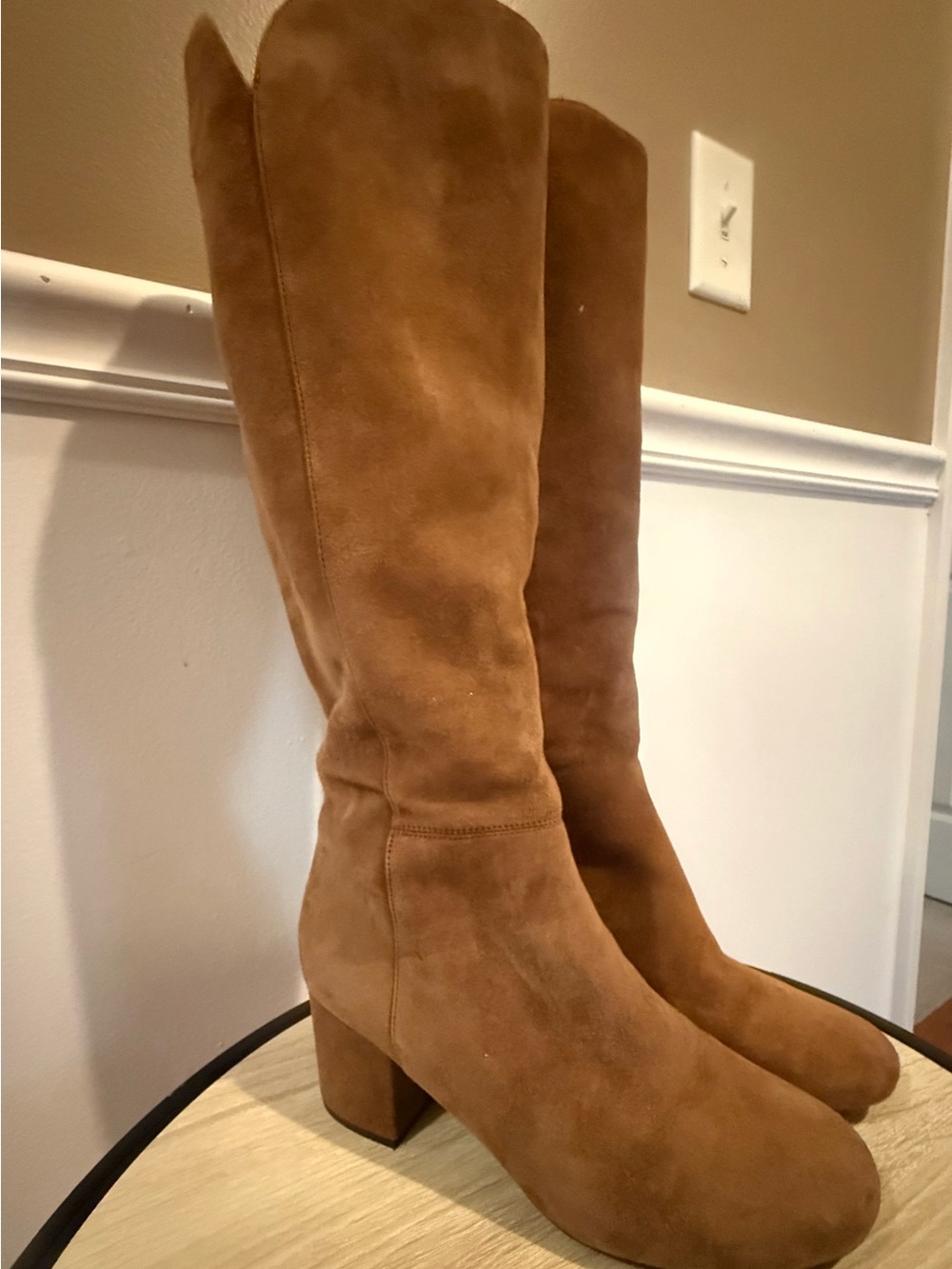 Cole Haan Tall Suede Knee-High Boots - Tan Brown